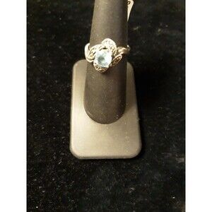 sterling silver Aqua CZ Ring Sz6